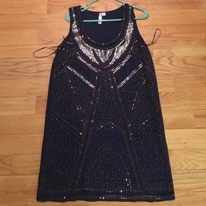 Navy Blue Beaded Dress